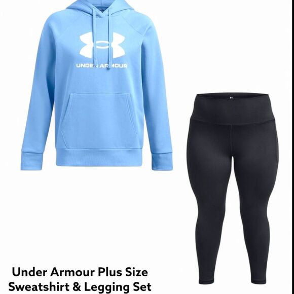 Under Armour Plus Rival Fleece Sweatshirt & UA Meridian Fitted Leggings Set 3X - Picture 1 of 16